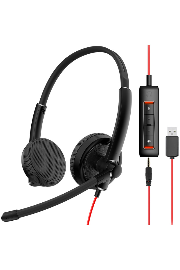black NUBWO HW01 USB Headphone/ 3.5mm Computer Headset with Microphone Noise Cancelling for Laptop,