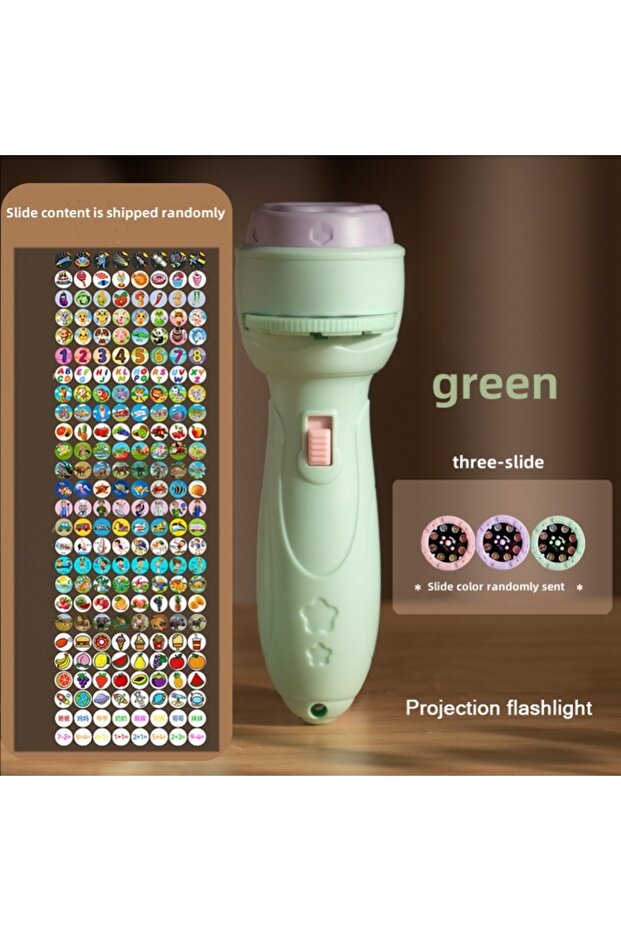 Green three slides Projector Flashlight Early Education Educational Development Toy Children's Enlig
