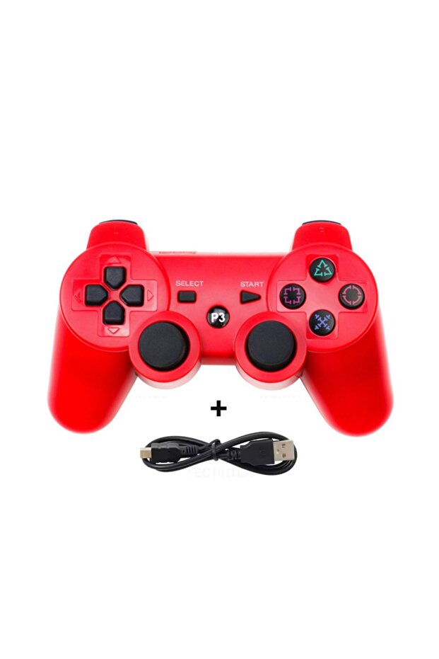 وحدة تحكم حمراء لجهاز PS3 تدعم البلوتوث، عصا تحكم لاسلكية لجهاز بلاي ستيشن 3