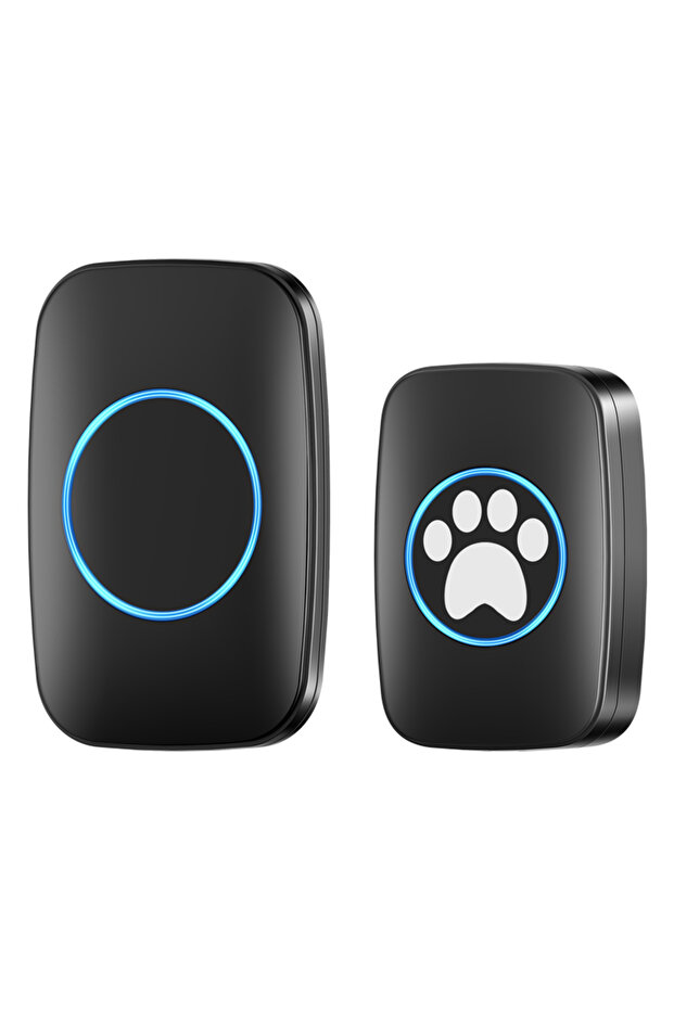 US Plug Black 1B1R Touch Pet Doorbell 300M/984 ft Range 60 Songs Cat & Dog Training Pager LED Flash