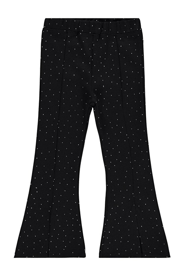 Civil Girls' Stoned Slit Leggings | Steel Stone | School Nursery and Daily Use - Black