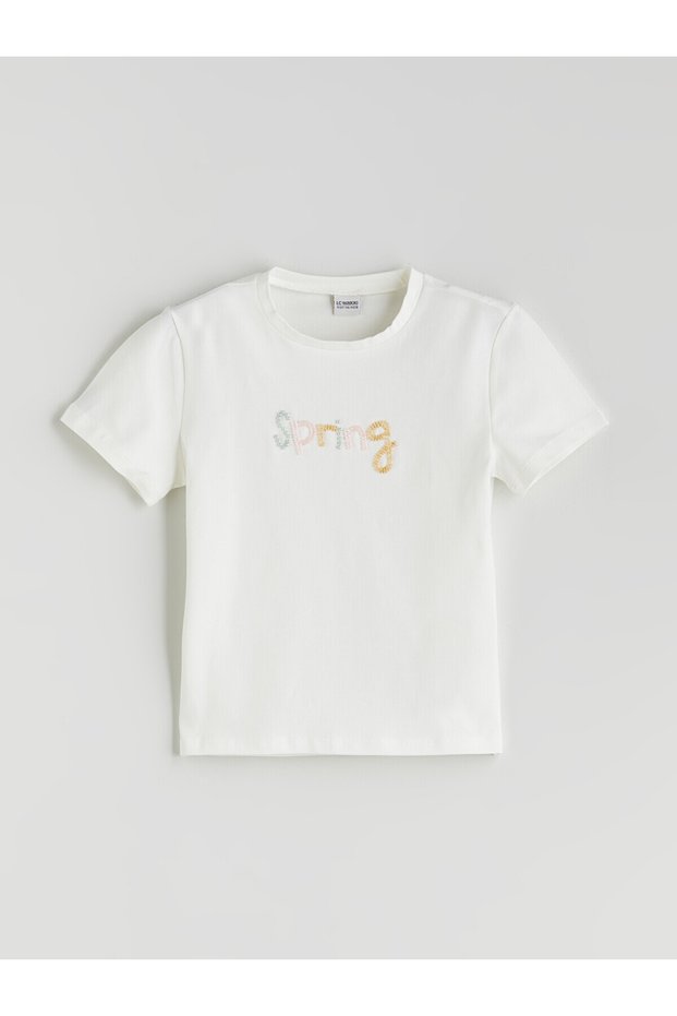 Trendlucky Girls' T-Shirt with Oval Collar and Contrast