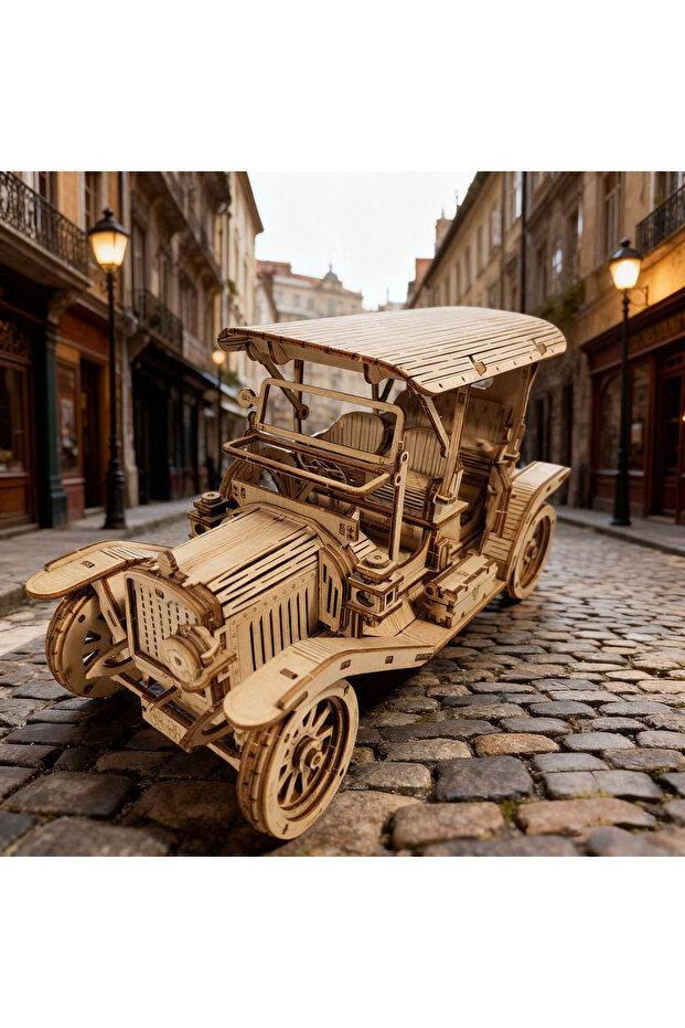 WHITE DIY Vintage Classic Car Model Kit 3D Puzzle Construction Fun Set Wooden Building Blocks New Ye