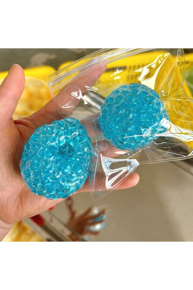 Blue New Super Soft Squishy Balls Memory Gel Moldable Stress Relief Toy Crunchy Textured Fidget Toys