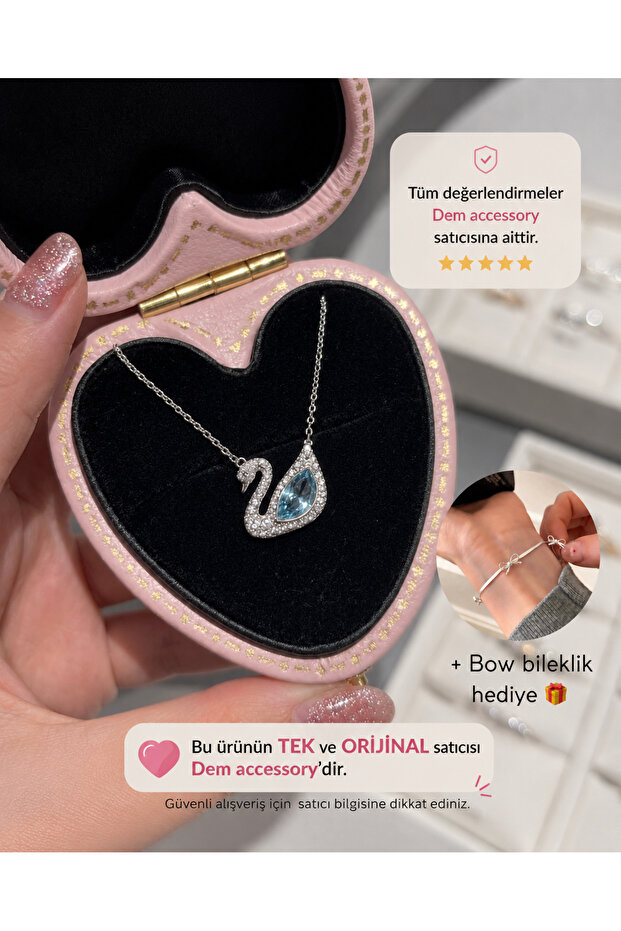 Çelik | Blue Dancing Swan Kolye
