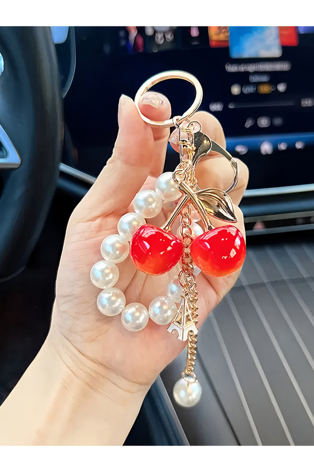 style2 Simulated Cherry Pearl Beads Key Chain Exquisite High-end Bag Pendant Accessory Mother's Day