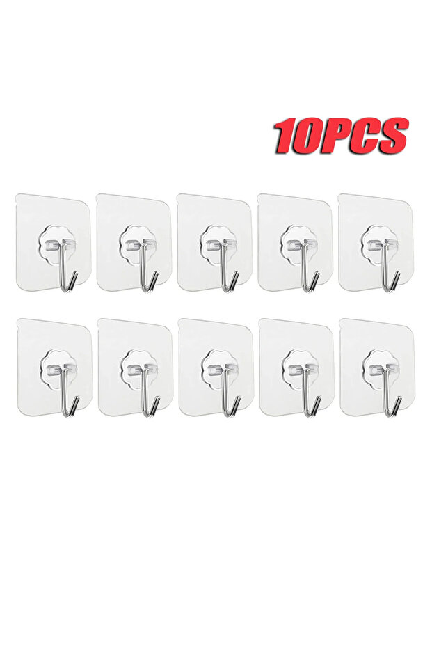 10pcs 5/10/20/40pcs Transparent Seamless Hook, Strong Adhesive Hook, Bathroom Living Room Wall Hangi