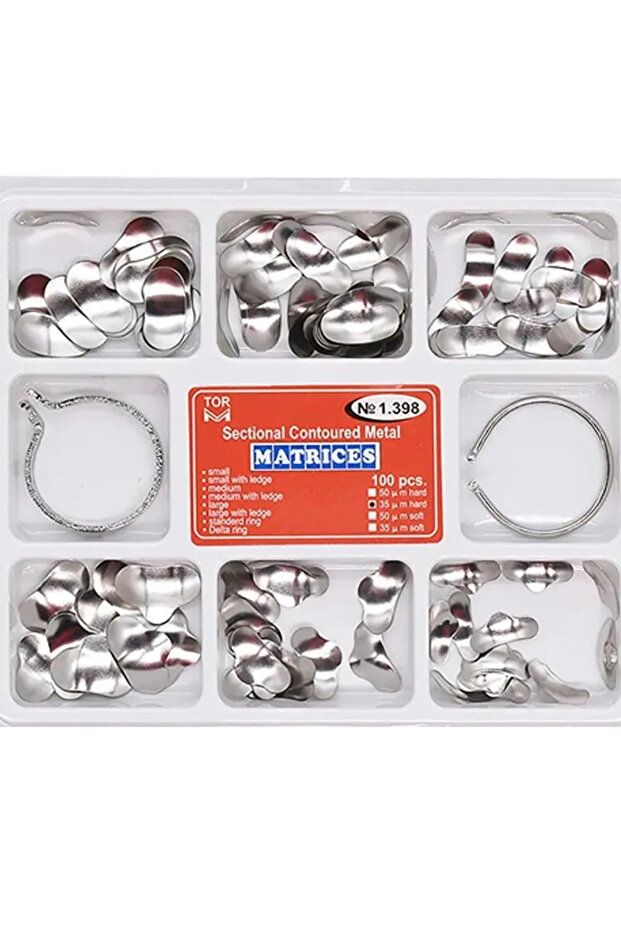1 BOX 100 pcs Dental Sectional Matrix Contoured System Metal Dentistry Resin Clamping Seperating Rin