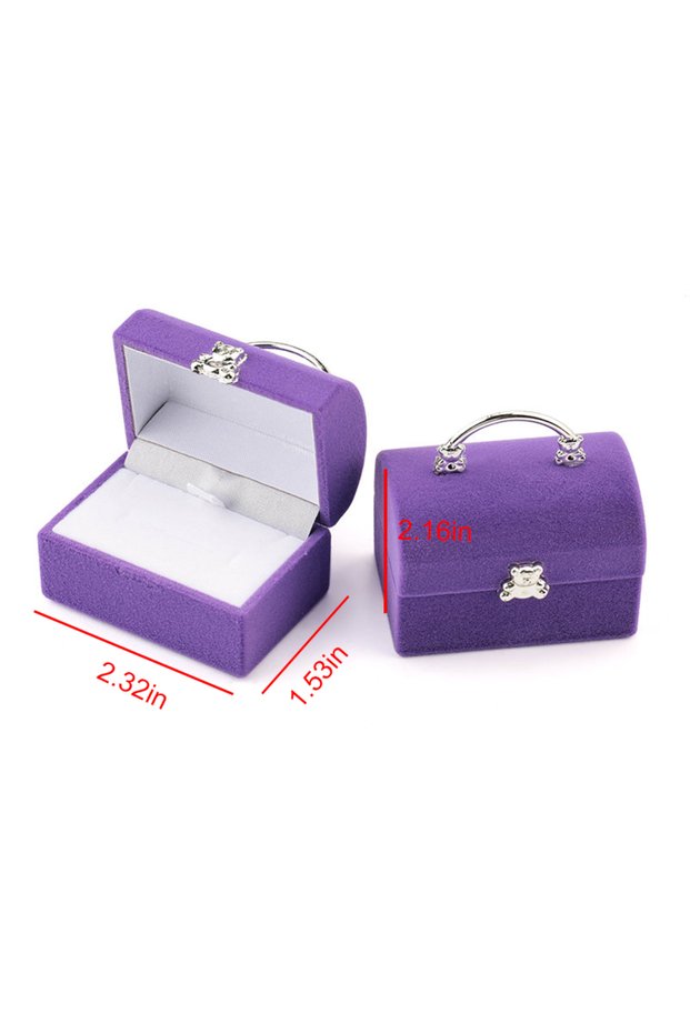Cosmetic bag-purple 1 Piece Lovely Velvet Jewelry Box Container Wedding Ring Box for Earrings Neckla