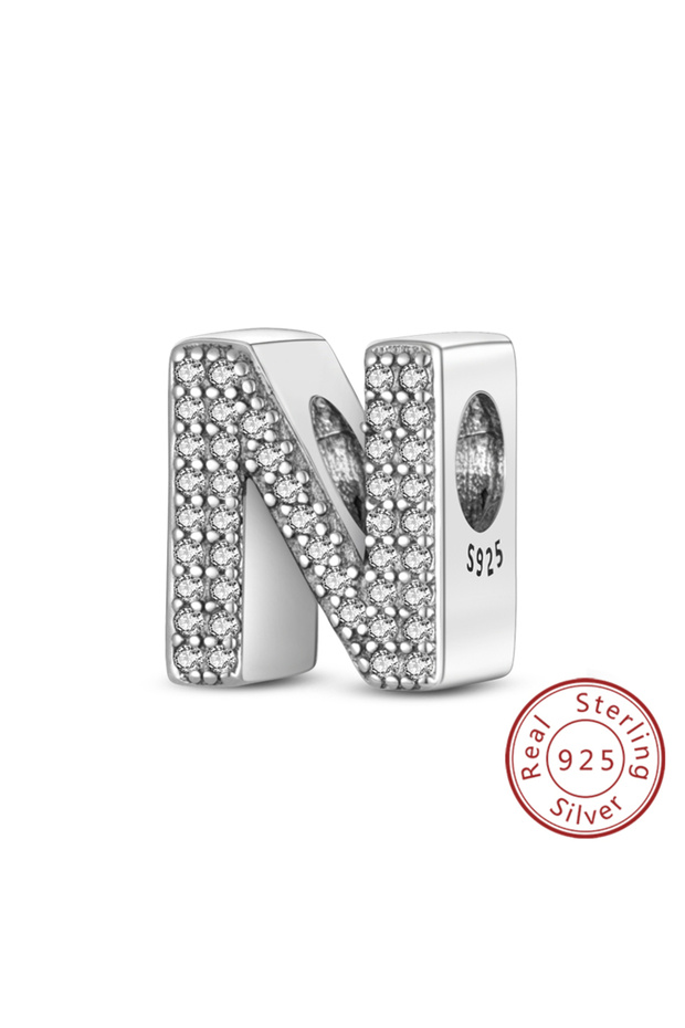 KTC165-N Charms Fit Original Bracelet A-Z Alphabet Charms Beads 925 Sterling Silver 26 Letters Charm