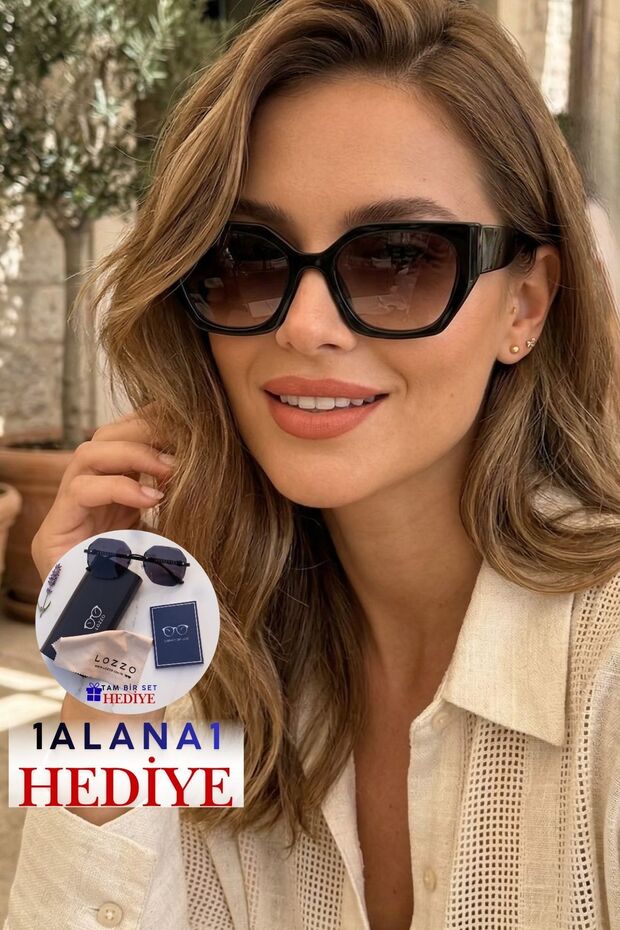 نظارات شمسية نسائية هندسية متدرجة UV400 موديل 23063 C2 a