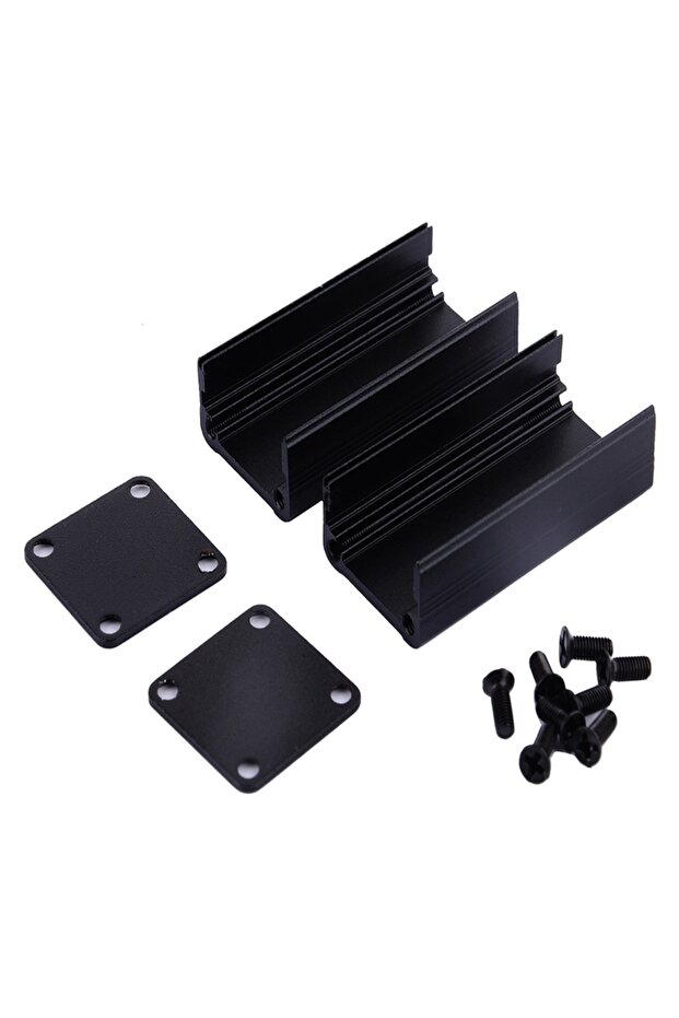 Black Aluminum PCB Instrument Box Enclosure Electronic Cooling Case DIY 50x25x25mm