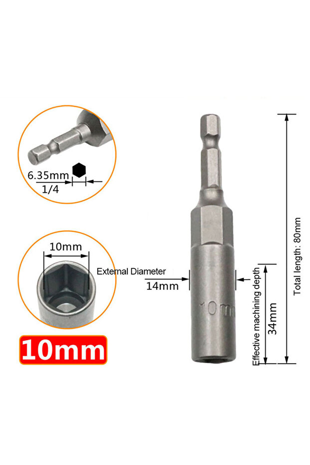1 Piece Size-10mm 6mm-19mm Deepen Inner Hexagon Sleeve Electric Drill Sleeve Pneumatic Socket Head f