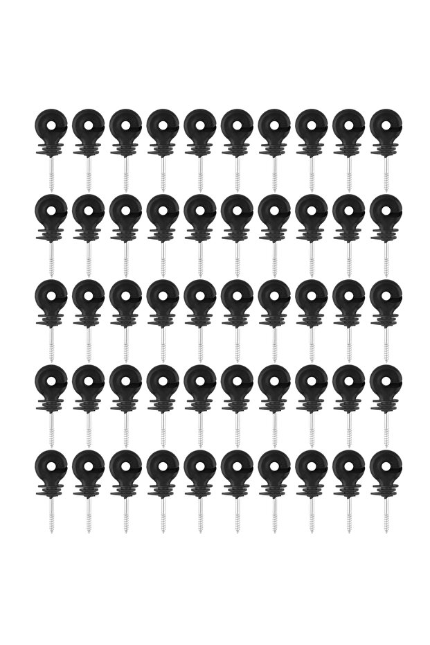 Black and Silver 50 Pcs/Set Black Screw In Ring Insulators Electric Fence Accessories For Wood Post