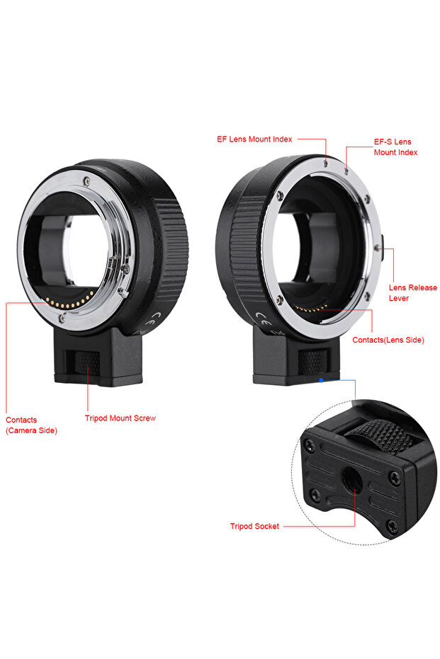 black AF EF-NEXII Adapter Ring Andoer Auto Focus for Canon EF EF-S Lens to use for NEX E Mount 3/3.