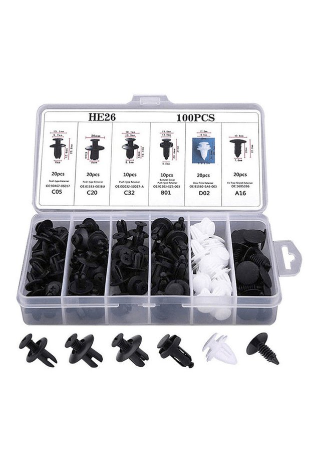 1 KKJOY 100pcs Universal Car Fastener Clips - 6 Different Types Of Plastic Buckles For Secure Fasten