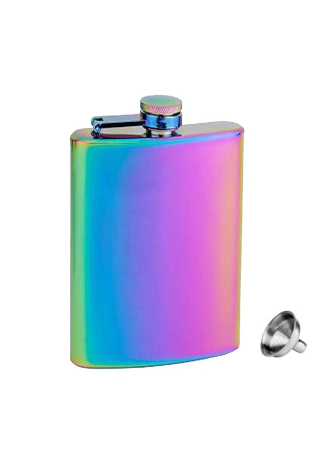 Rainbow Stainless Steel Pocket Flask 8oz 240ml