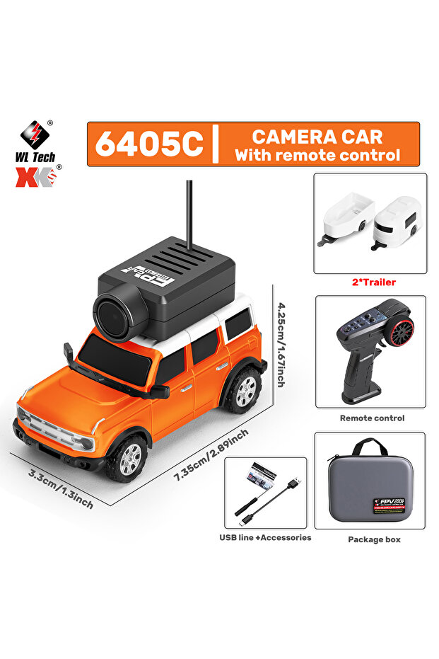 6405 PRO Orange WLtoys 1/64 Mini RC Car with 720P FPV Camera Wifi APP Control 2.4G Reomte Contorl Ra