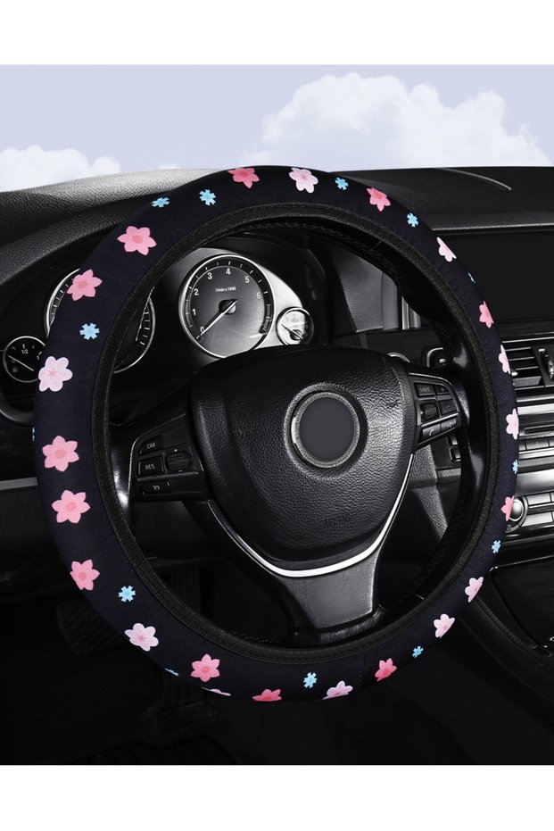 cherry blossoms Car Steering Wheel Cover Flowers Print Anti-slip Universal Auto Steering Wheel Prote