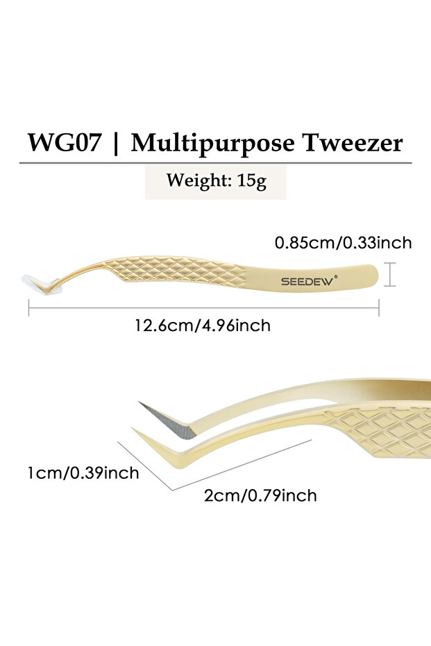 WG07 SEEDEW Professional Stainless Steel MicroFiber Tip Precision Tweezer Anti-slip Eyelash Extensio