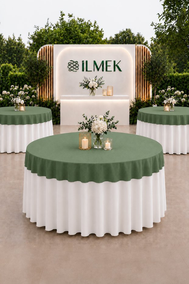 Dertsiz Round Tablecloth Cover |   For Wedding, Event, Organization, Hotel, Restaurants and Home