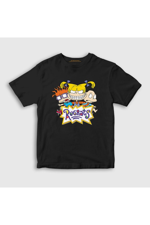 Unisex Kids Black Chuckie Angelica Tommy Rugrats T-Shirt 558611Tt