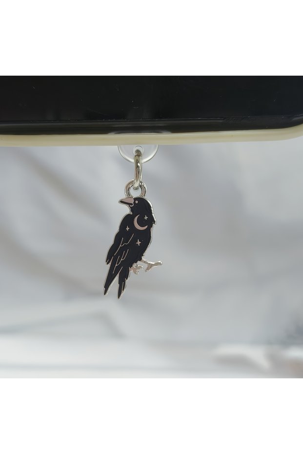 For Type-C 1Pc Crow Design Mobile Phone Dust Plug, Black Eagle Wing Pendant Dust Cover, Suitable for