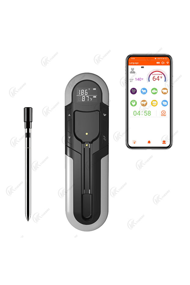 black Wireless Cooking Thermometer Food Meat Steak Digital Bluetooth Barbecue Accessories Kitchen Ov