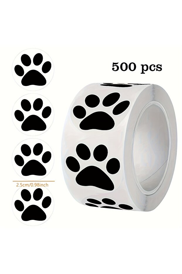 1roll 500pcs 1 roll Clear Paw Prints - Strong Self-Adhesive Pet Stickers, No-Mess Removal, for Dog &