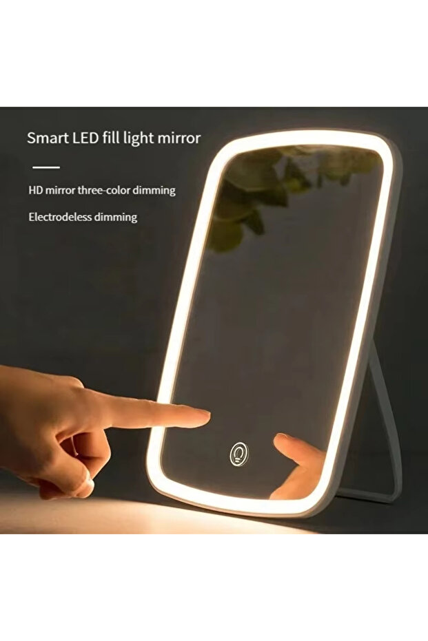 LED Makeup Mirror with Stand Desktop Folding Compact Square Travel Cosmetic Portable Lighted Vani...