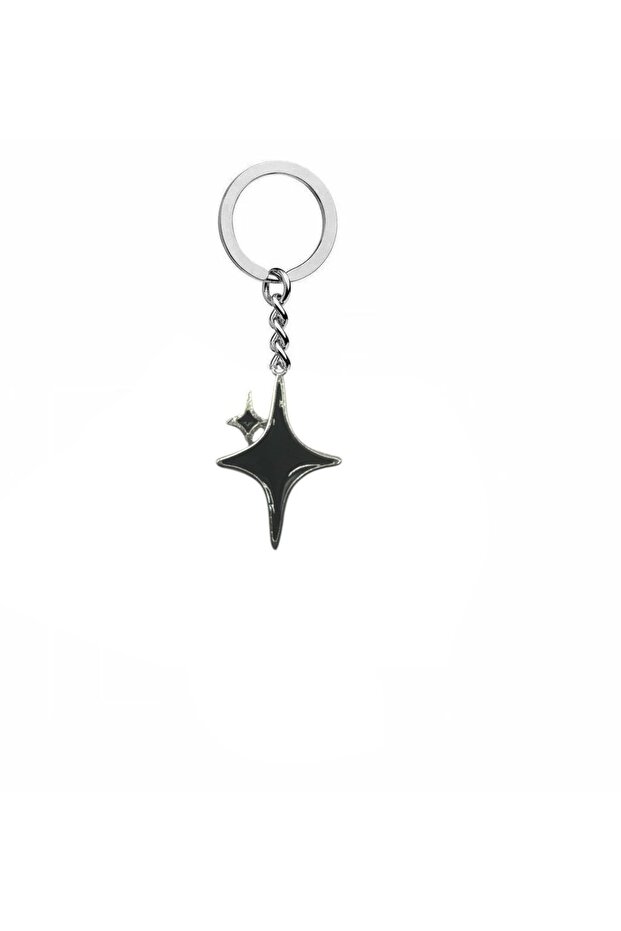 Black Aesthetic Stars Figured Unisex Keychain – Minimal Gothic and Cosmic Style Touch