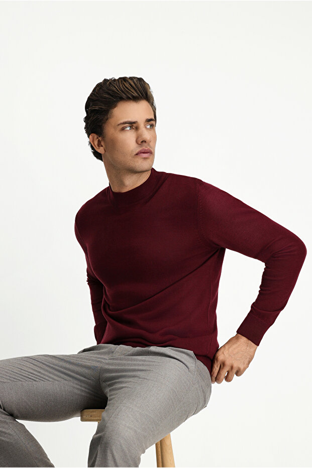 Half Turtleneck Regular Fit Wool Basic Knitted Sweater
