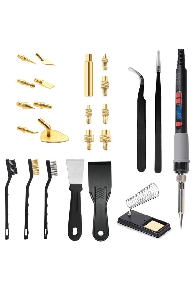 3D Printing Finishing Tool Kit 80W Soldering Iron & Heat Insert Brass Nut Kit Tweezers Heat-Set N...
