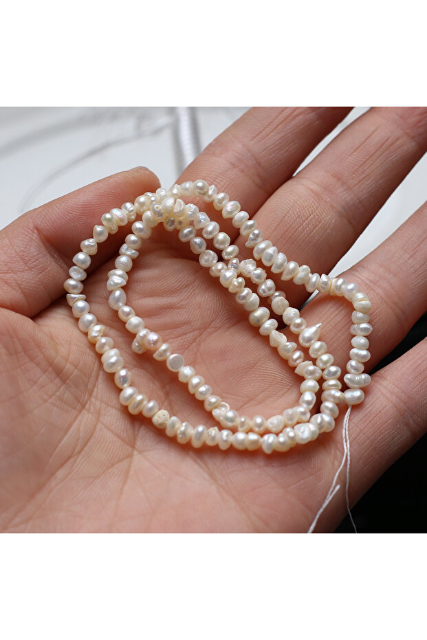 3-4mm White 3-4mm Irregular Shape Natural Freshwater Pearl Loose Beads for Jewelry Making Supplies D