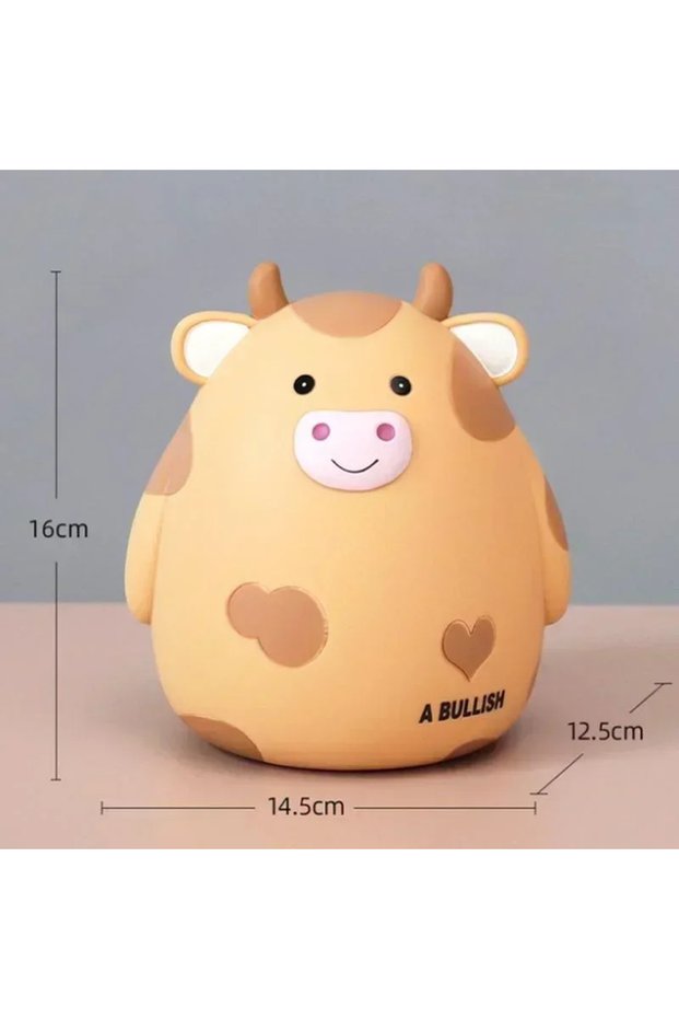 Khaki Cute Cow Piggy Bank Cartoon Calf Resin Ornaments Childrens Pet Piggy Bank Savings Box Coins Ch