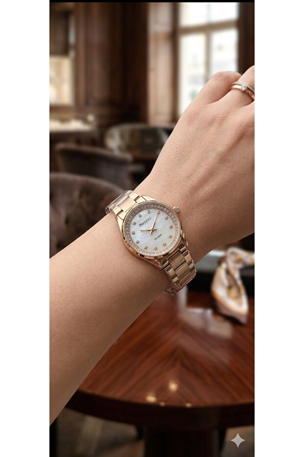 Women's Wristwatch Stylish White Dial Suitable for Daily Use 3 Atm
