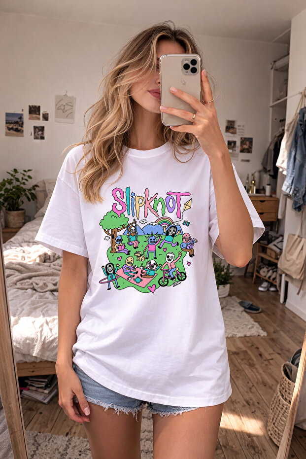 Slipknot Printed Crew Neck White T-Shirt