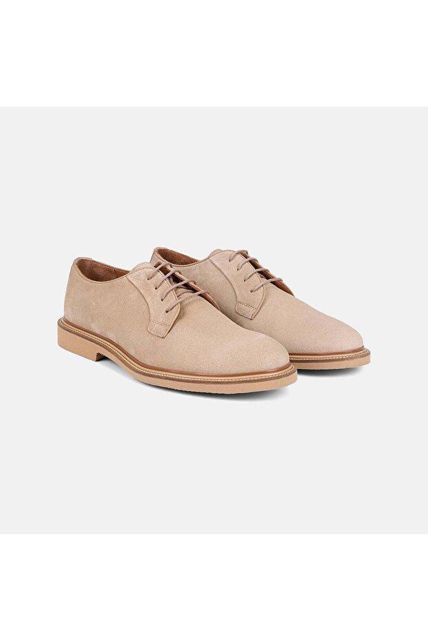 Men's Beige Lace-Up Casual Classic Suede Shoes