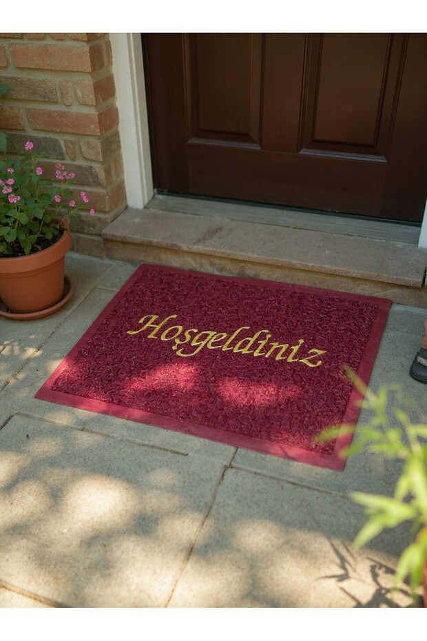 Bordo Hygienic Curly Doormat 40X60 cm - with "Welcome" Written - Moisture Absorbing Door Mat