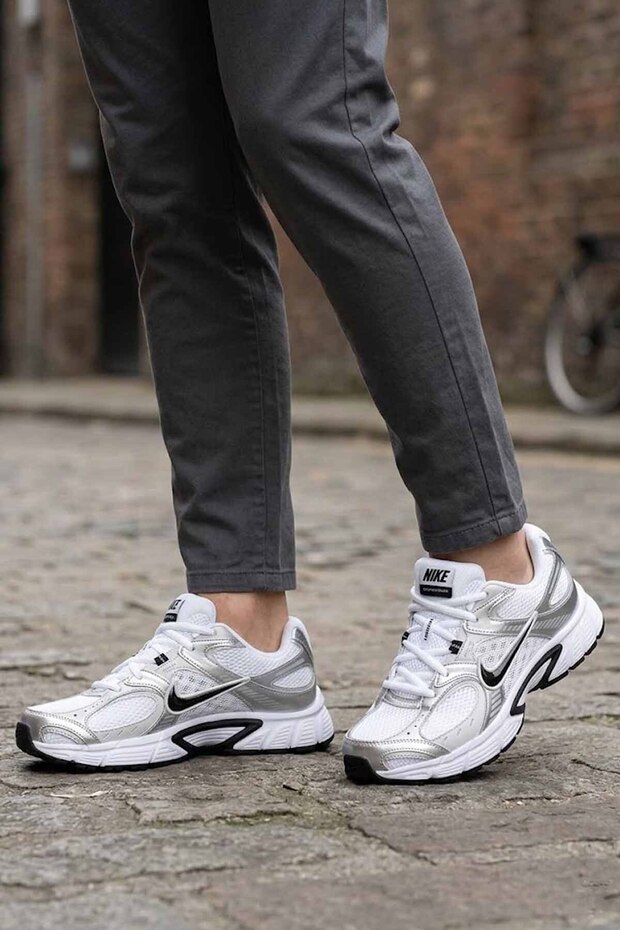 White/Silver Unisex Sneakers – Casual Comfort & Retro Style