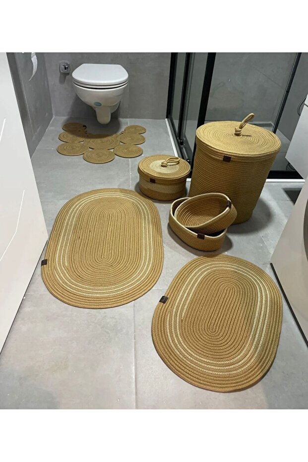 Straw Jute 6 Piece Bathroom Set