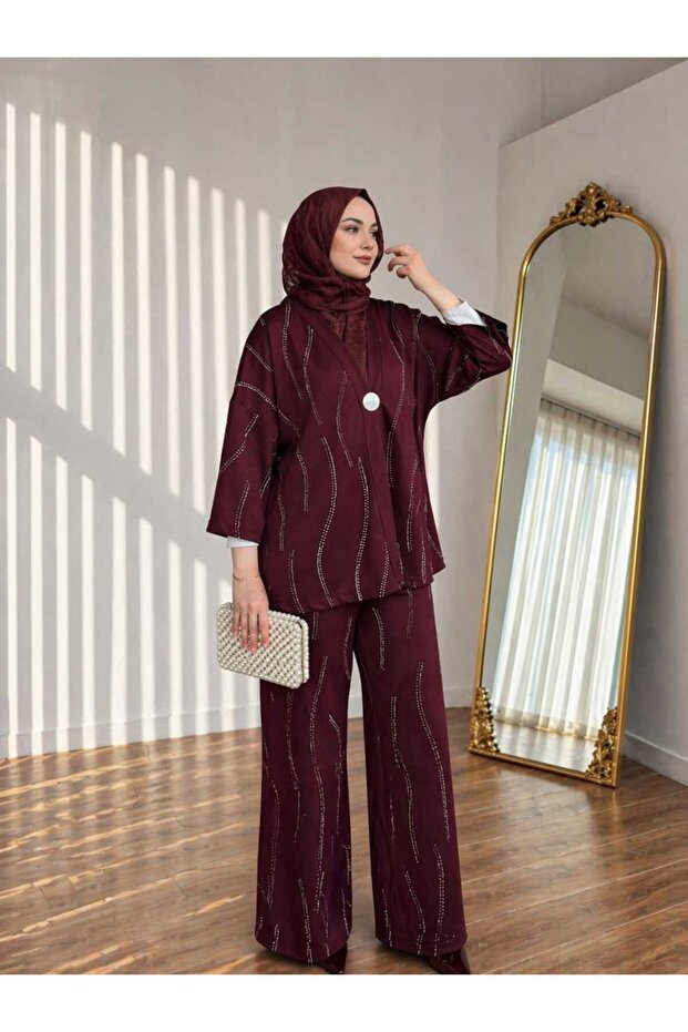 Modal Fabric Stone Printed Kimono Set