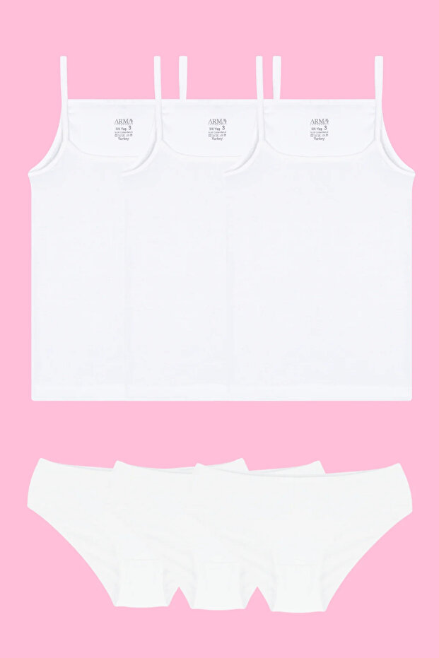 Girl's White Athlete Panties Set 3 Pack 100% Cotton