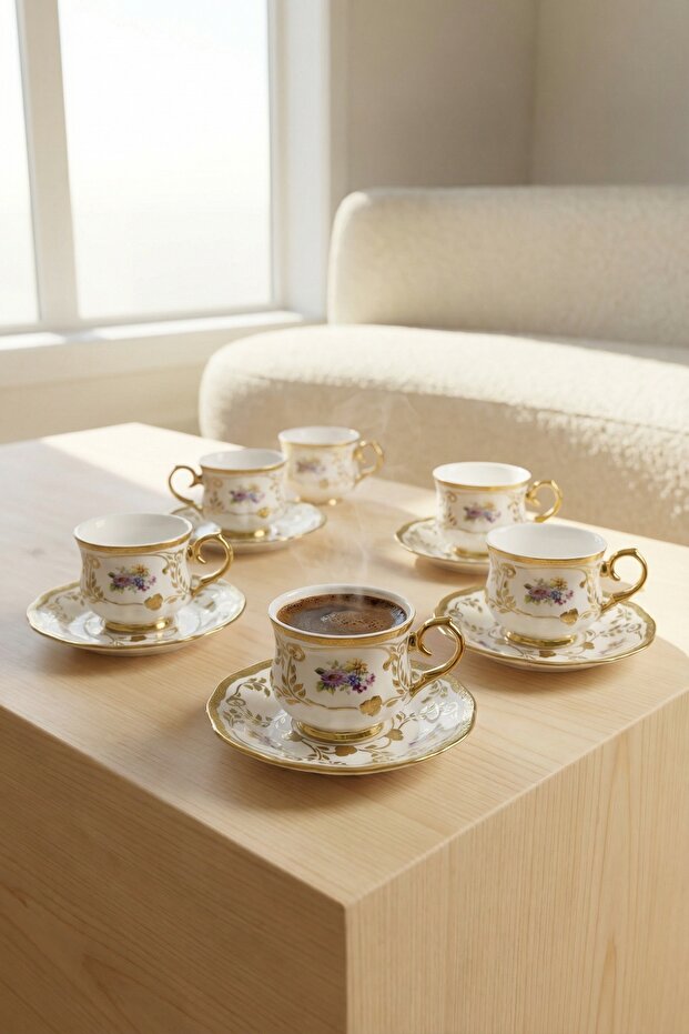 Lilietta 6-Person Porcelain Coffee Cup Set - 90 ml