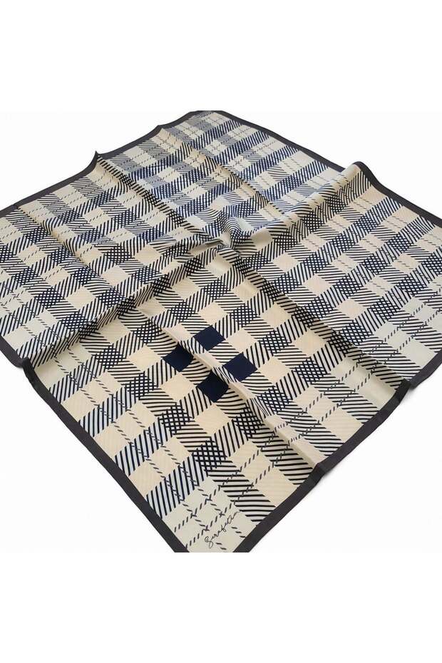 Tivil Silk Scarf 54169 Gray Plaid Pattern