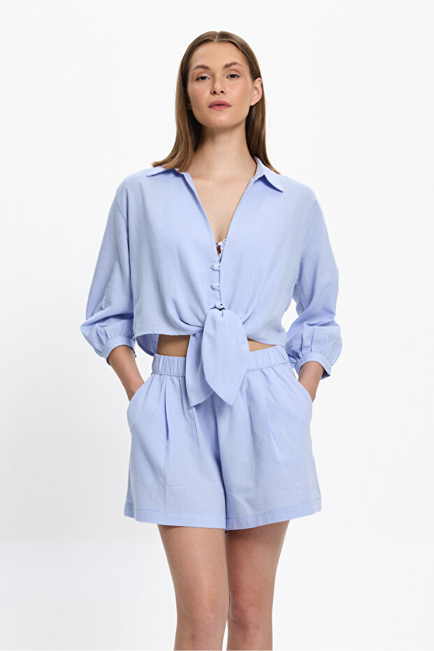 Women's Front-Tie 100% Cotton Shirt 25Pl09St