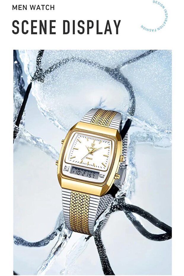 Retro Men’s Watch – Dual Display Quartz Analog & Digital