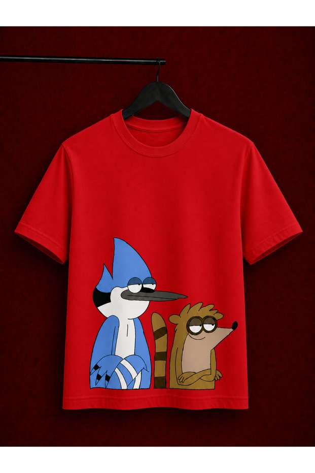 Unisex Oversize T-Shirt Rakun Printed 100% Cotton T-Shirt Comfortable Fit