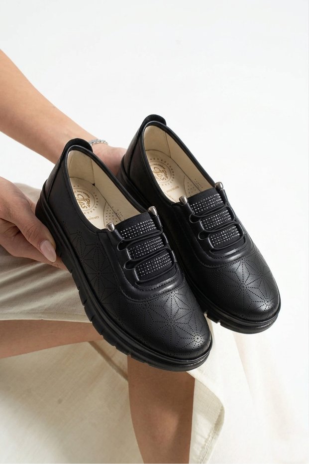 Eren 0515 Black Full Orthopedic Comfortable Daily Women's Shoes