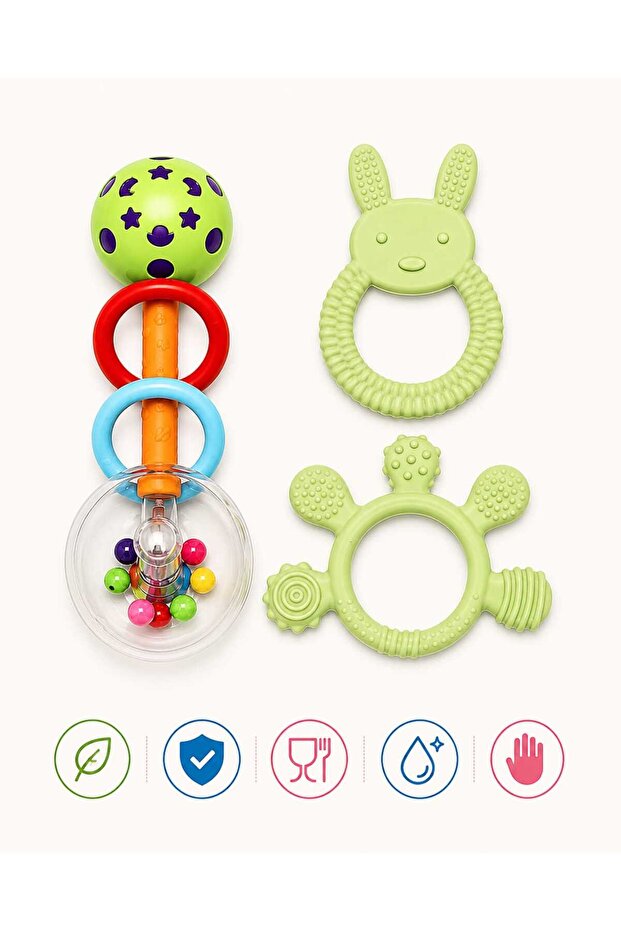 3-Piece Rattle Teether Set